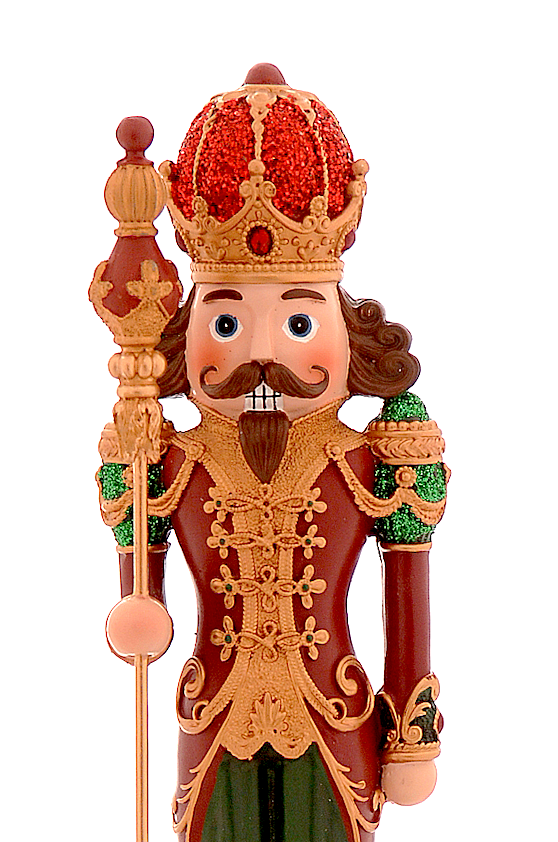 Nøtteknekker med bart, uniform og krone