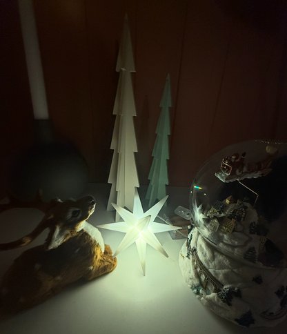 Singel hvit stjerne 9 cm - batteri