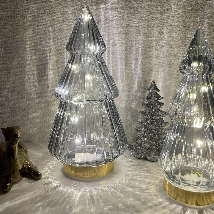 Lykt med timer - gjennomsiktig glass - 10x23,5 cm