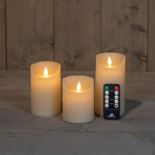 Ivory elektriske kubbelys - bevegelig LED flamme. - Juletrepynt.no