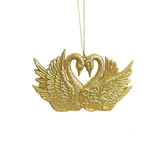 Svaner i gull med glitter