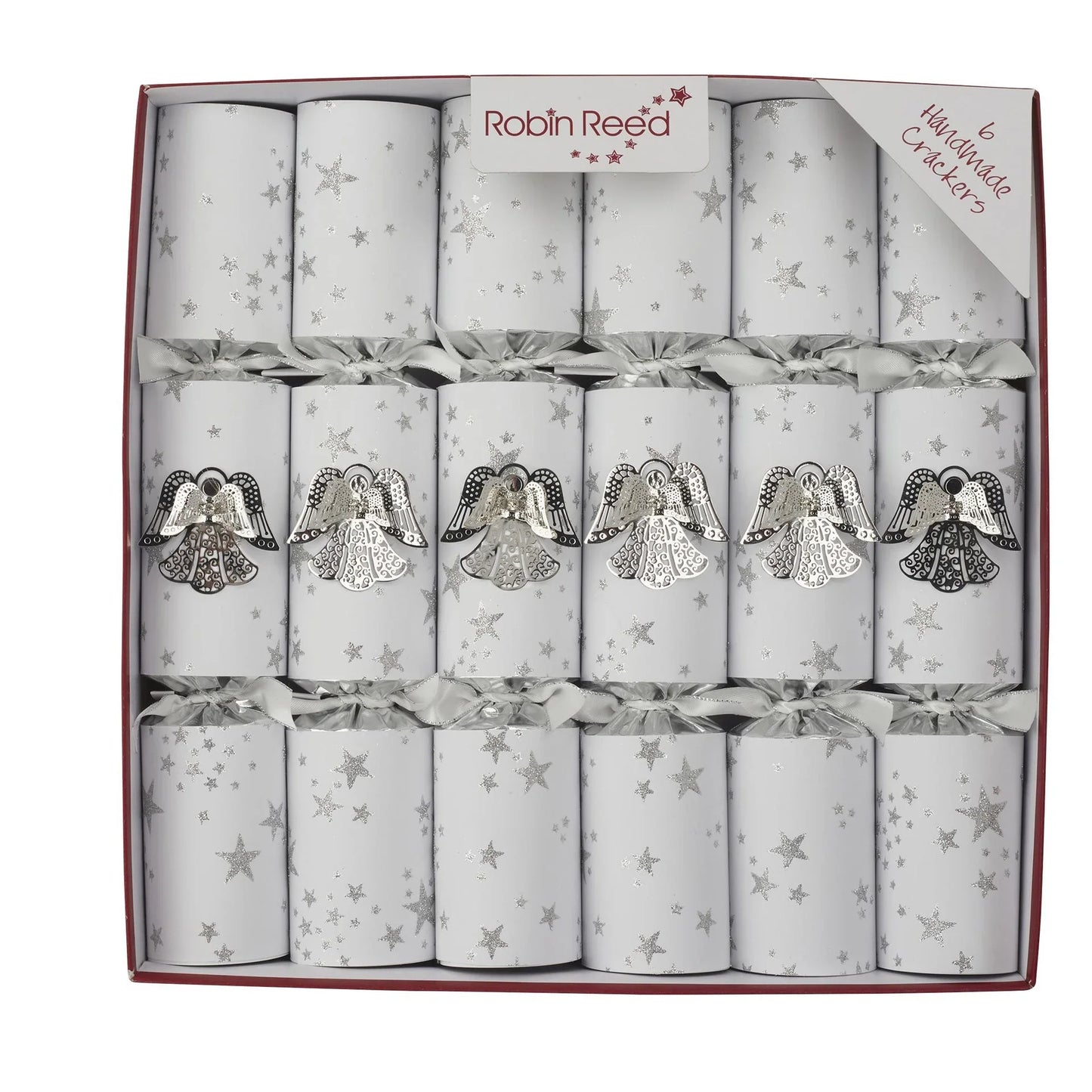 Smellbonbon i sølv. Engel - 6 X 30 cm - Juletrepynt.no