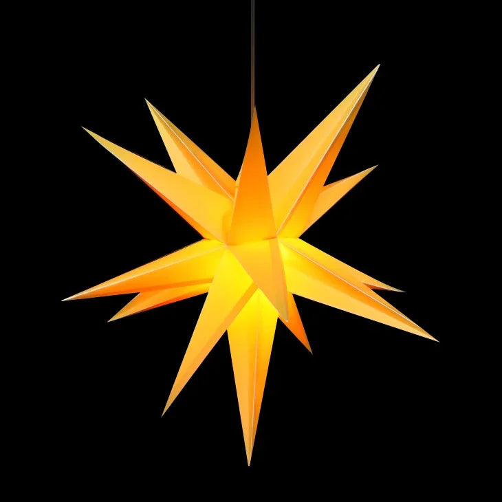 Gul stjerne med mange kanter - 3D - 55cm - Juletrepynt.no