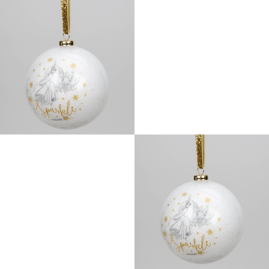 Disney julekule. Sett med 2 stk Askepott julekuler (8cm ) (b-vare)