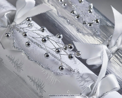 Smellbonbon i sølv - 6 stk borddekorasjoner med gave - Juletrepynt.no