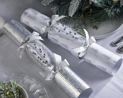 Smellbonbon i sølv - 6 stk borddekorasjoner med gave - Juletrepynt.no