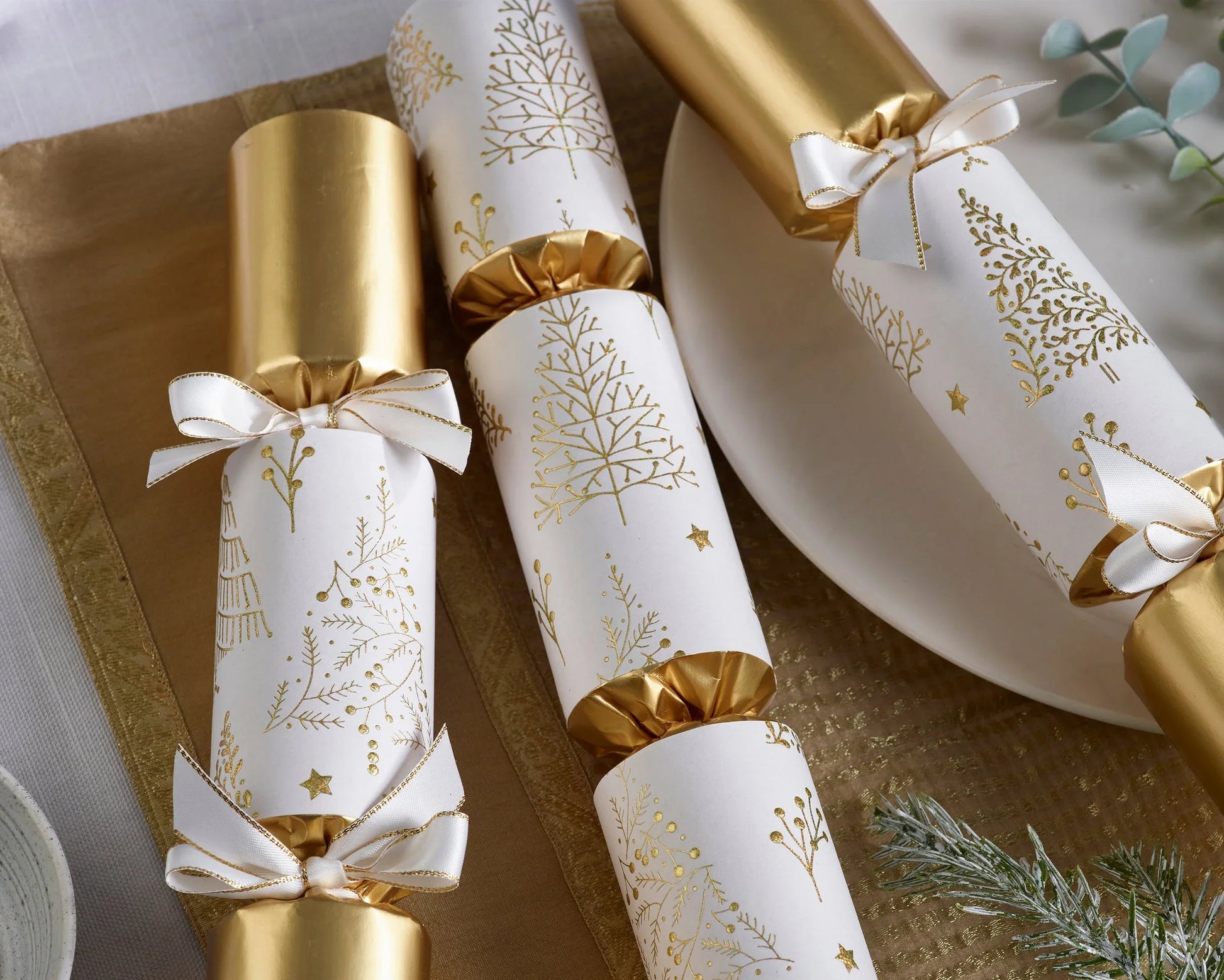 Smellbonbon - hvit og gull - 6 stk 30 cm - Juletrepynt.no