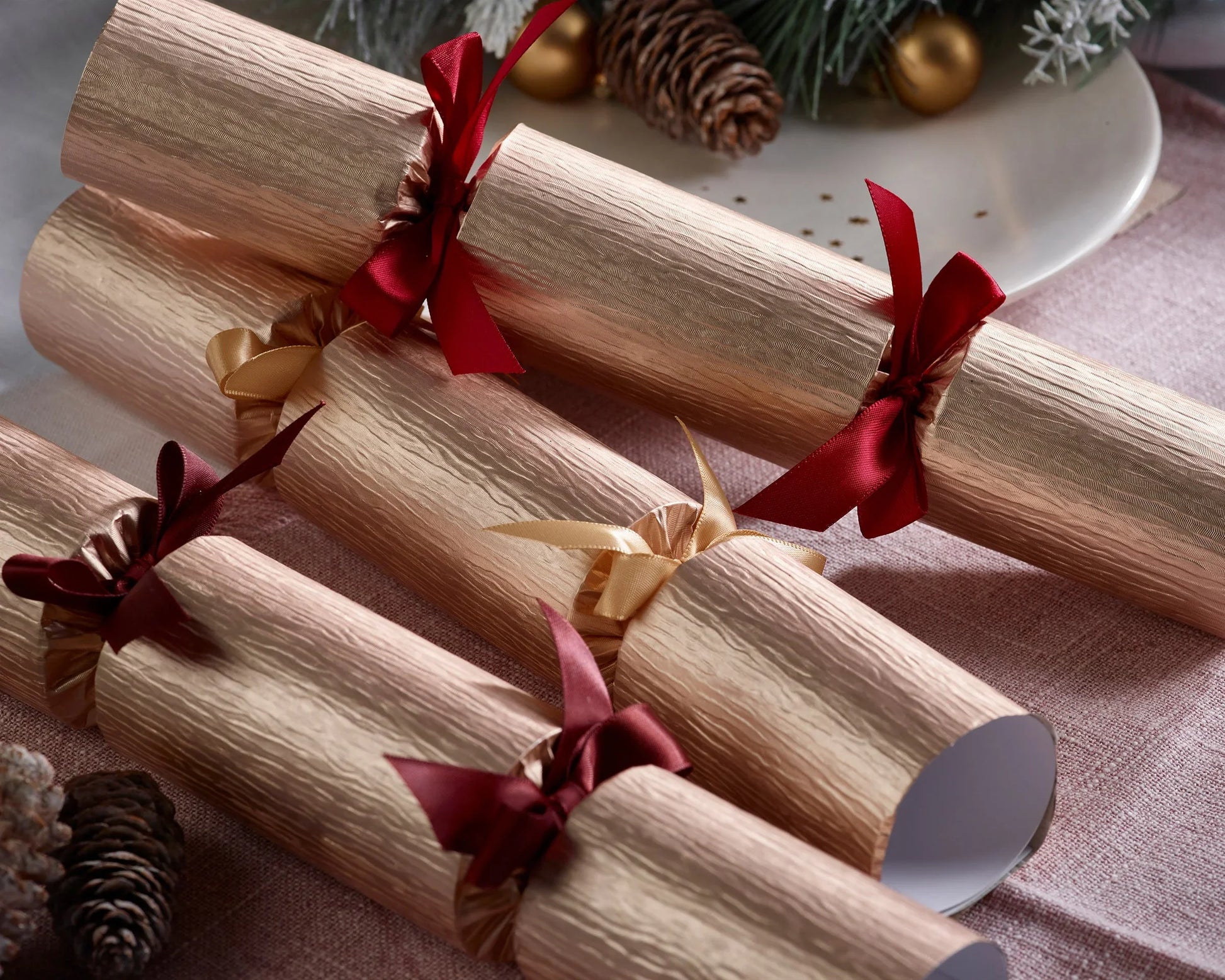 Smellbonbon i gull med sløyfer - 6 stk 30 cm - med eksklusiv gave - Juletrepynt.no