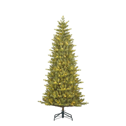 Smalt kunstig juletre med timer og dimmer - 215x96 cm - Juletrepynt.no