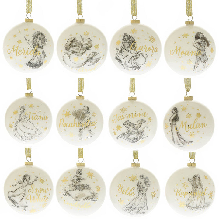 julekuler Disney julekuler m/glitter, Prinsesser 12 stk (8cm)