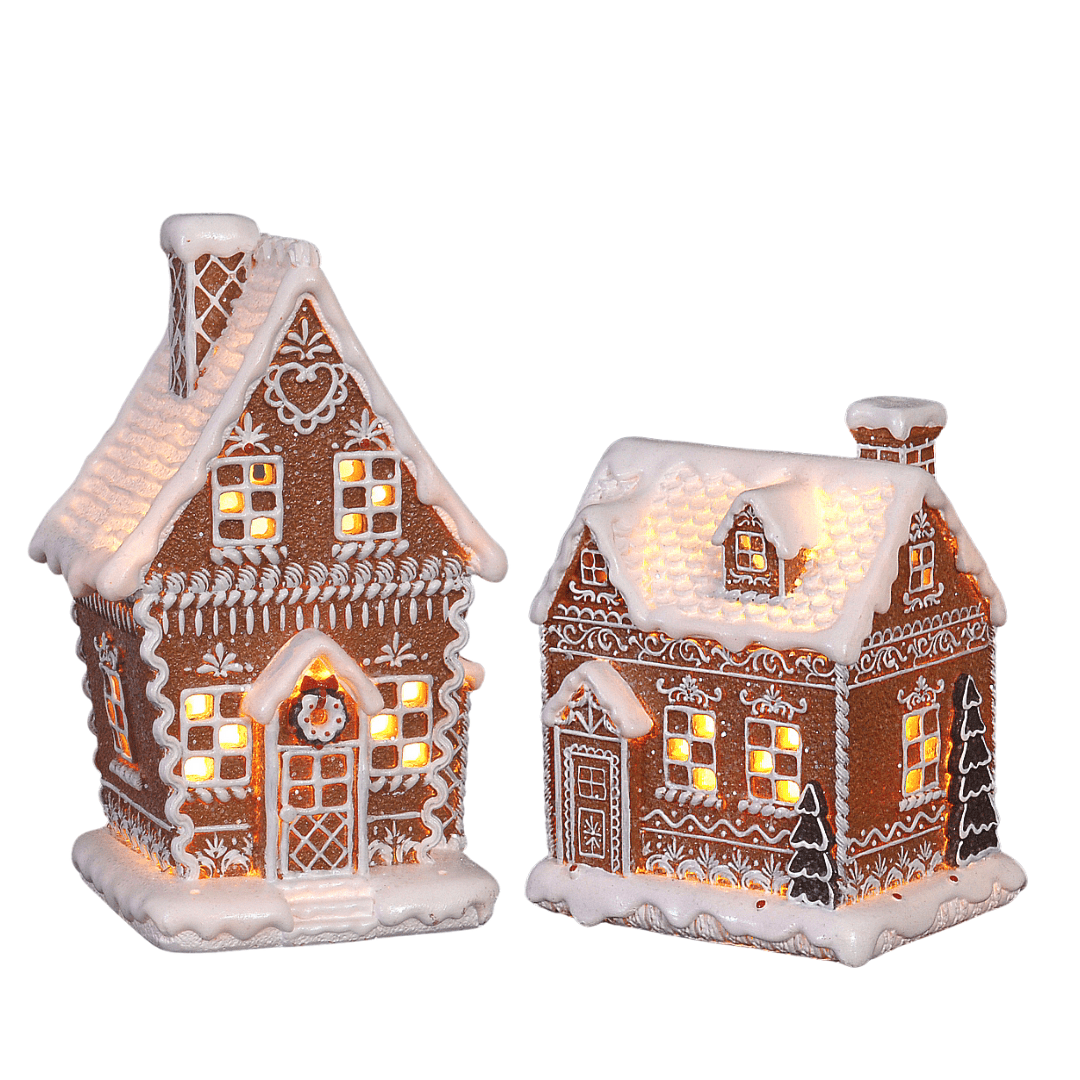 Julepynt LED pepperkakehus, 1 stk (21/17cm)