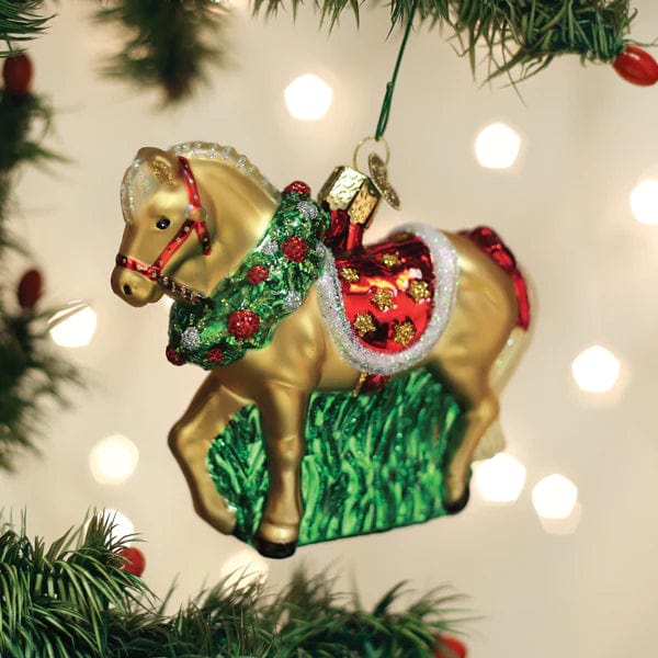 juletrepynt Hest med julekrans (10 cm)