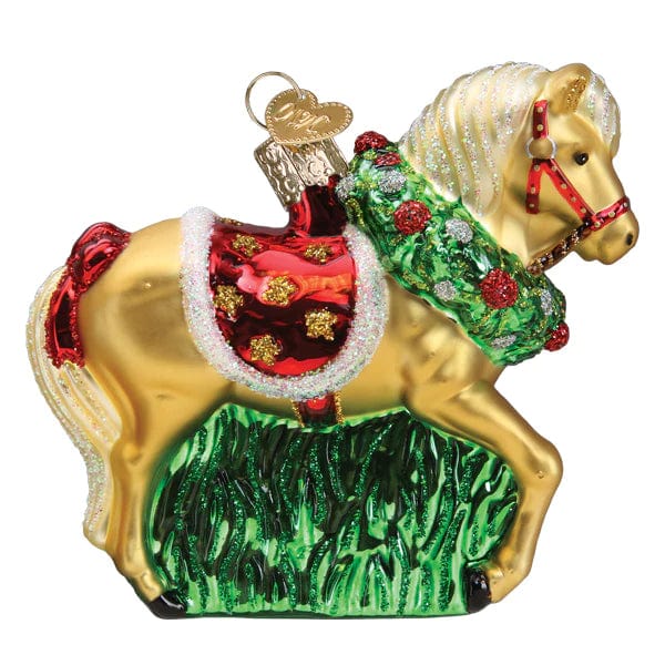 juletrepynt Hest med julekrans (10 cm)
