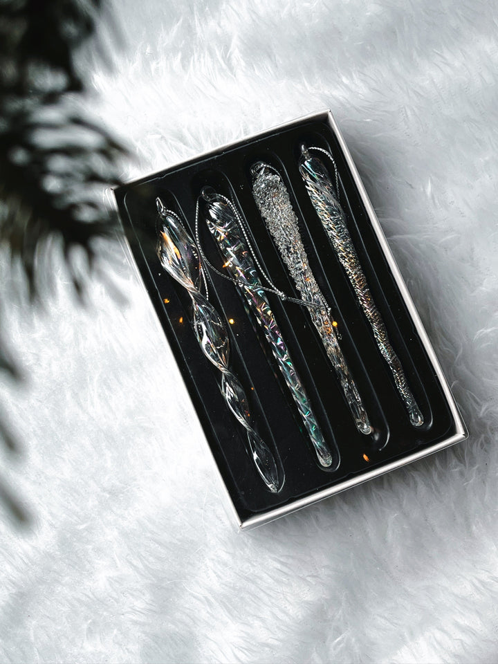 juletrepynt Istapper multi (13 cm) - 4 stk