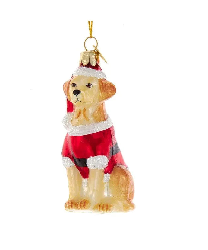 Labrador i juledrakt (8 cm) - Juletrepynt.no