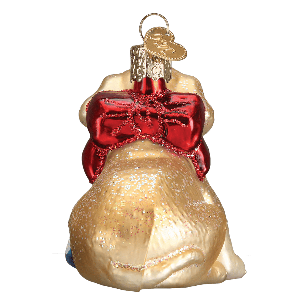 juletrepynt Labrador valp med matskål (7,6 cm)