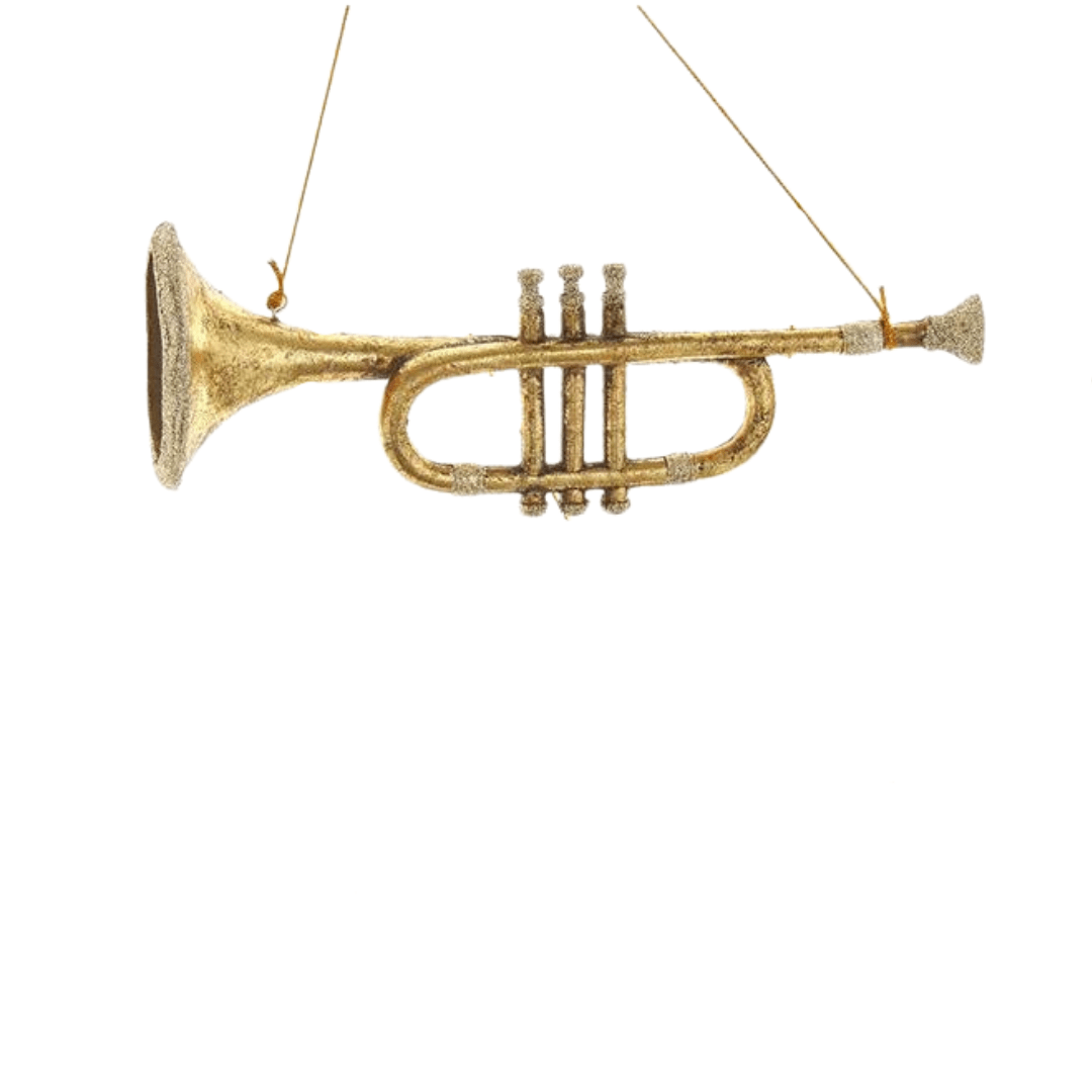 Juletrepynt Trompet Instrumenter i antikk gull, 1 stk (20 cm)