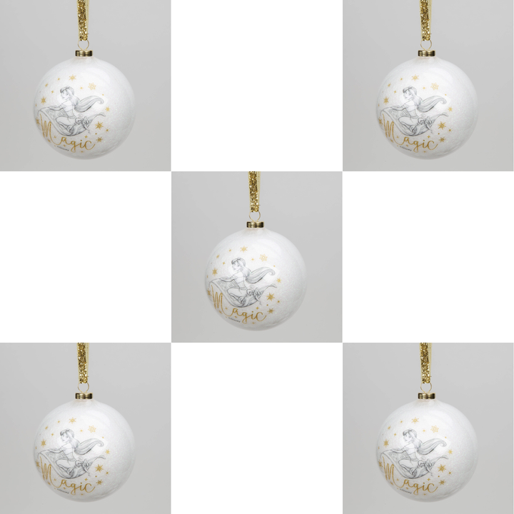 Disney julekule m/glitter, Sett med 5 stk Jasmin kuler (8cm ) (b-vare)
