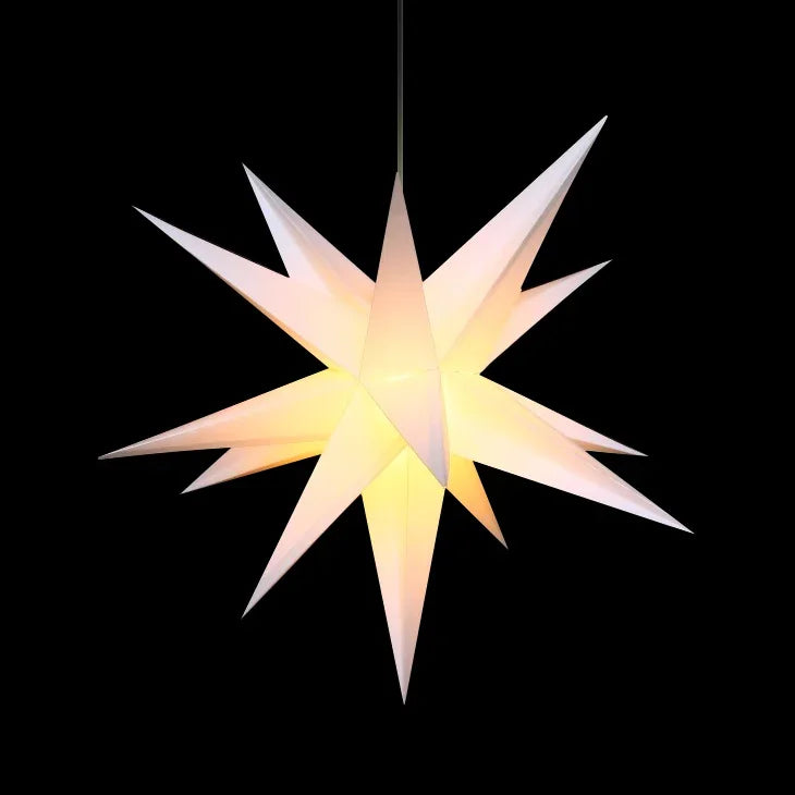 Hvit mangekantet stjerne - 3D - 45cm - Juletrepynt.no