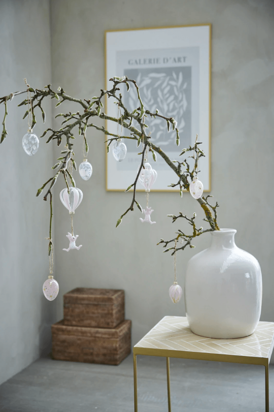 påske Fella påskeegg i glass, rosa/gull (7 cm)