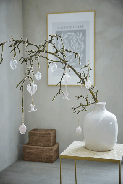 påske Fella påskeegg i glass, rosa/gull (7 cm)