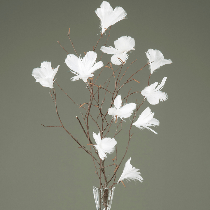 påske Fjærblomster hvit, 12 stk (10cm)
