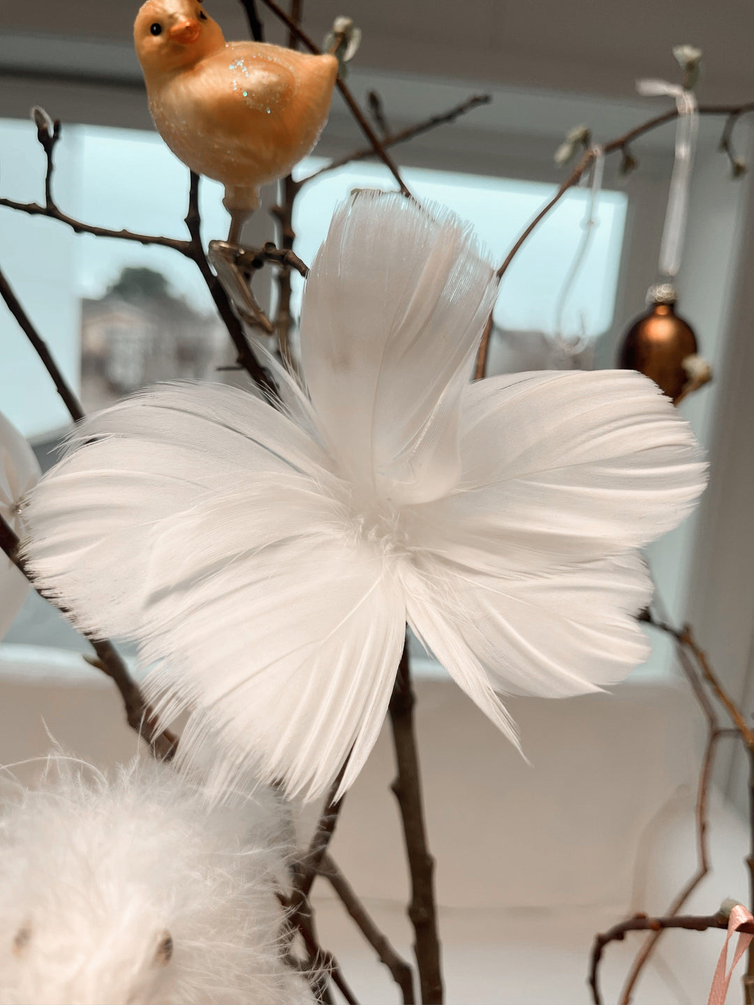 påske Fjærblomster hvit, 12 stk (10cm)