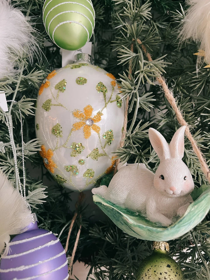 Stort påskeegg m/ blomster, 1 stk (12cm) - Juletrepynt.no