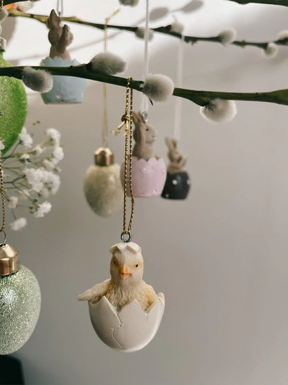 Små kaniner i egg, 3 stk (5cm) - Juletrepynt.no