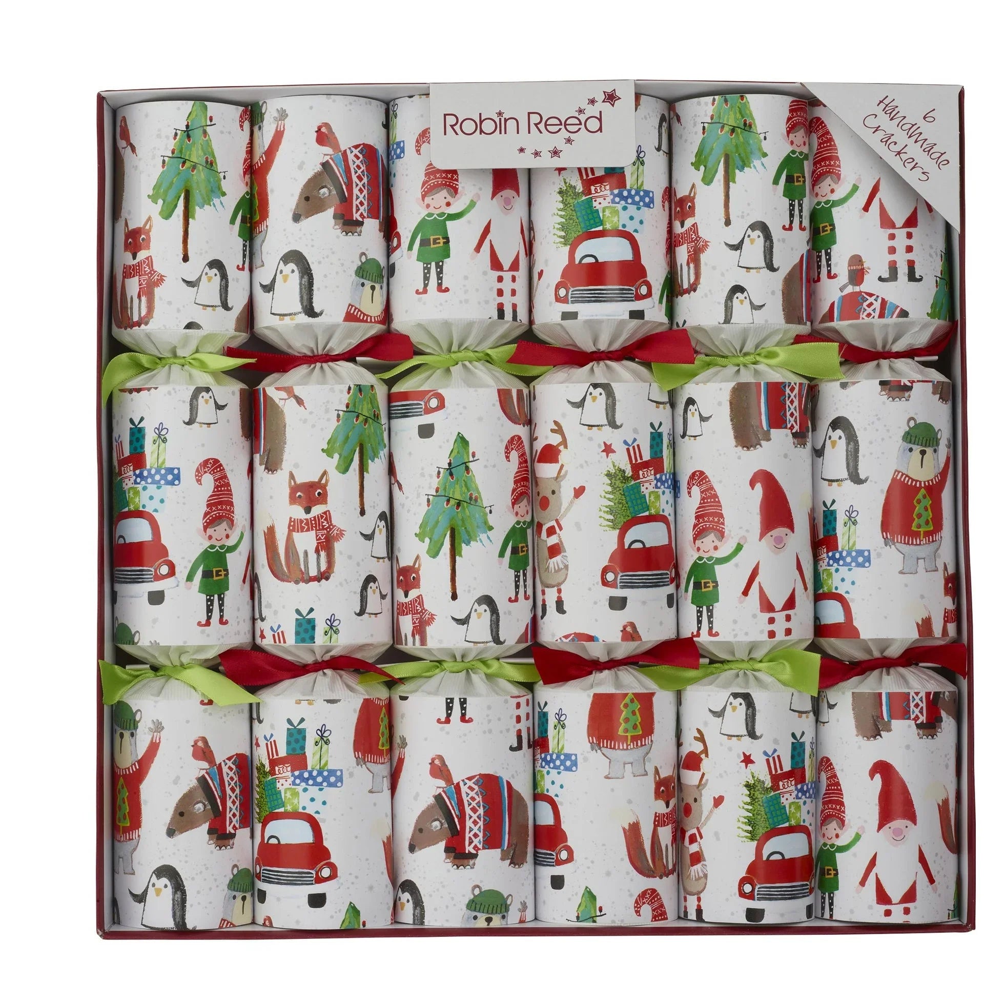 Håndlagde smellbonbon - 6 stk - 33 cm - kappløp alver - Juletrepynt.no