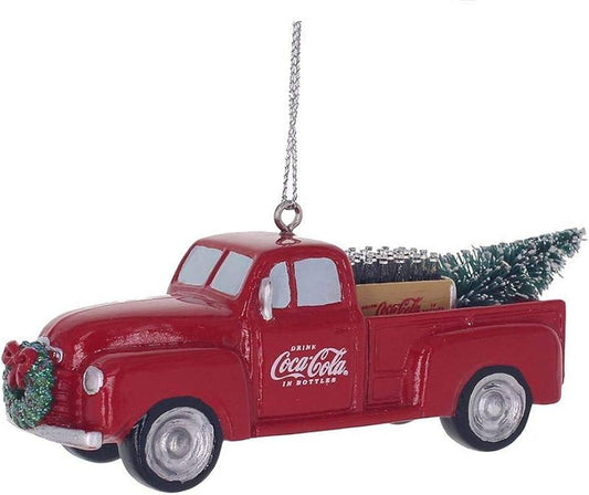 Coca Cola pick up, med brus og juletre - juletrepynt - Juletrepynt.no