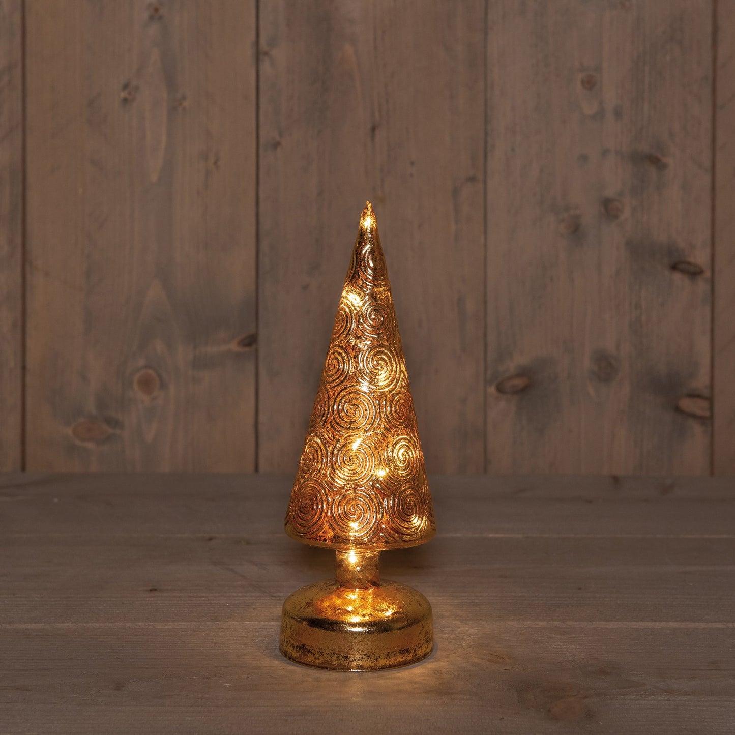 Juletre - lampe på batteri - antikk gull