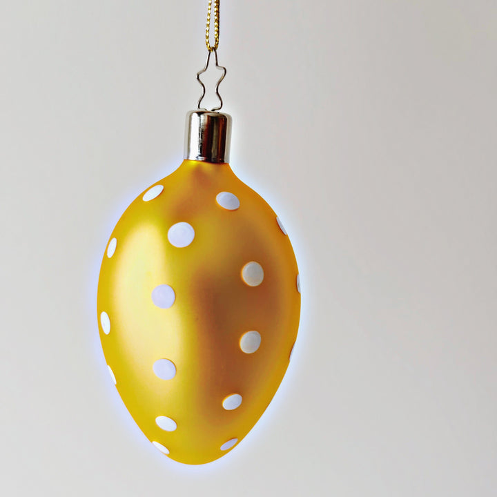 påske Påskeegg gul med hvite prikker (8cm)